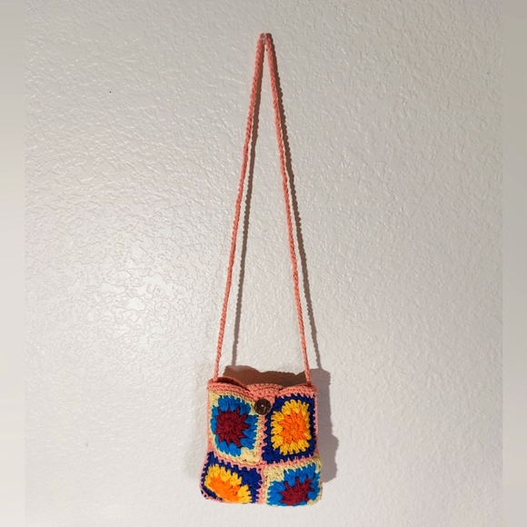 Crochet Handmade Multicolor Granny Square Open Knit Crossbody Bag Lot - Picture 11 of 15